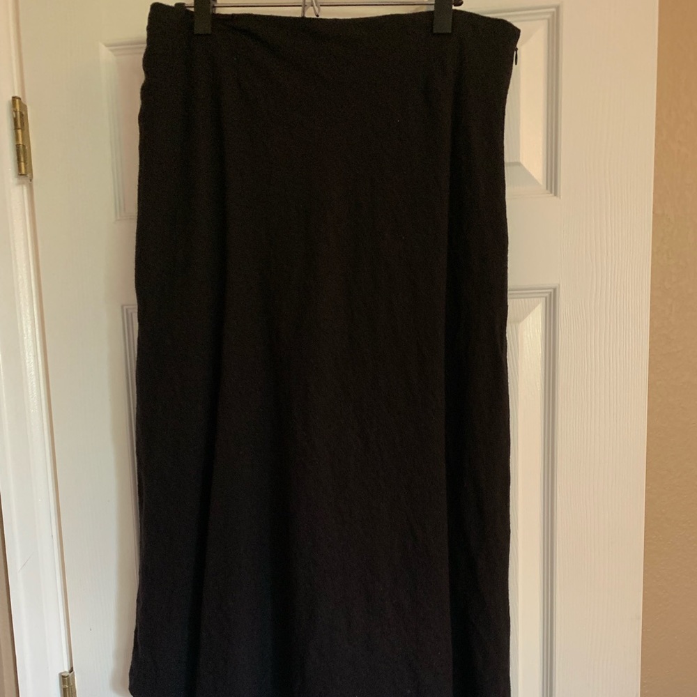 Ankle length black wool skirt